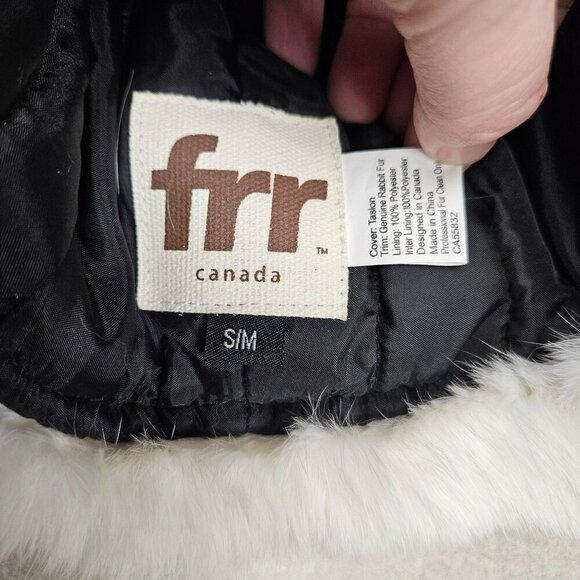 FRR NWT Rabbit‎ Fur Aviator Trapper Hat Water Repellent White S/M Snow Bunny - Picture 4 of 13